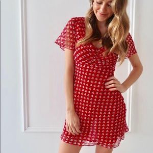 The East Order Serena Red Floral Mini Dress M